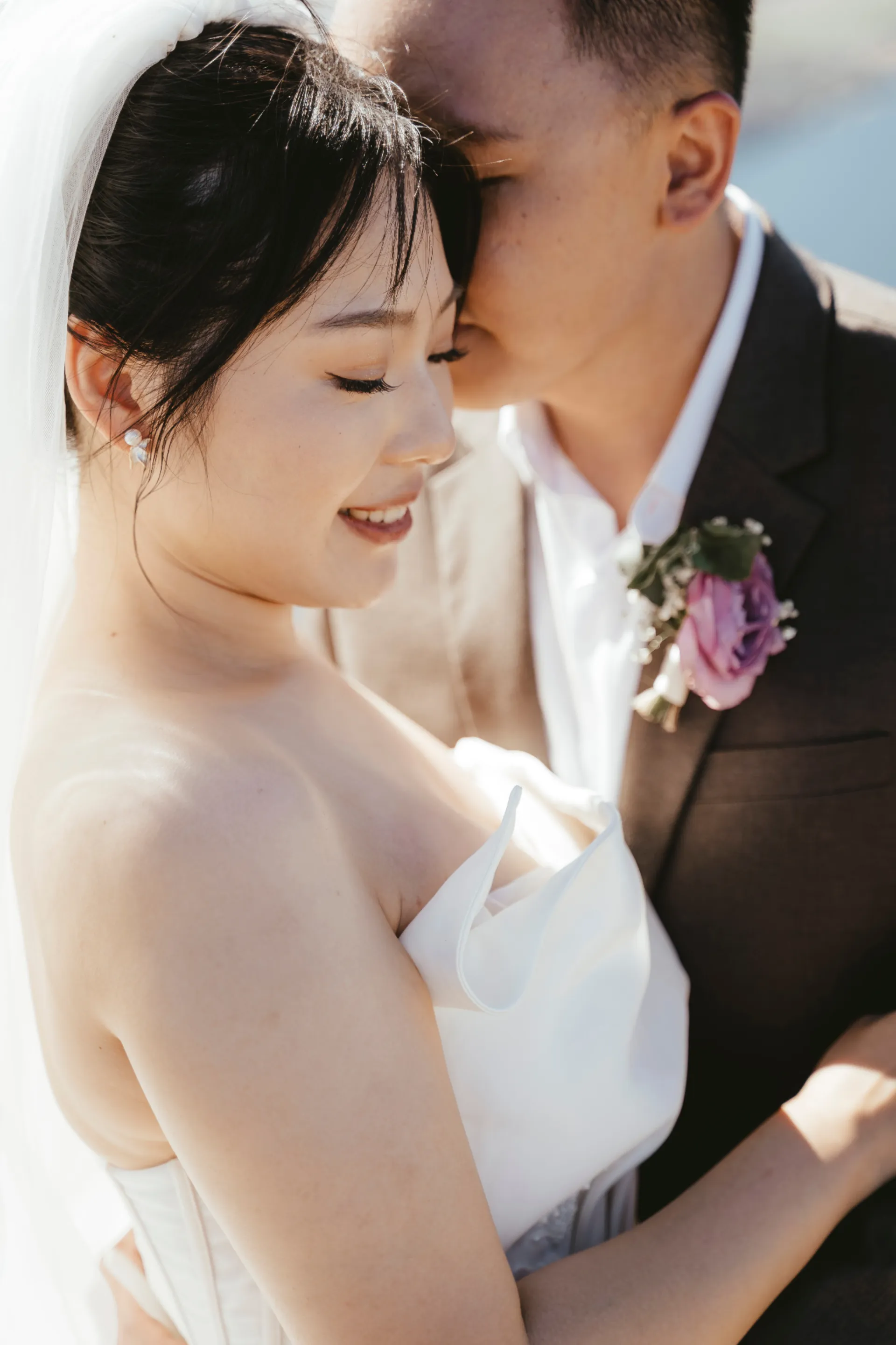 Close-up of a boutonniere at a Wānaka wedding