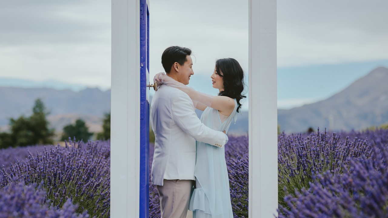 Opening frame of a Wānaka pre-wedding film