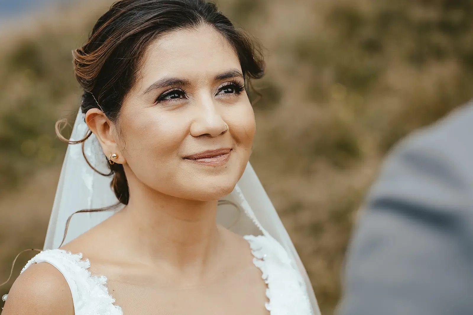 Bride portrait with veil during the ceremony